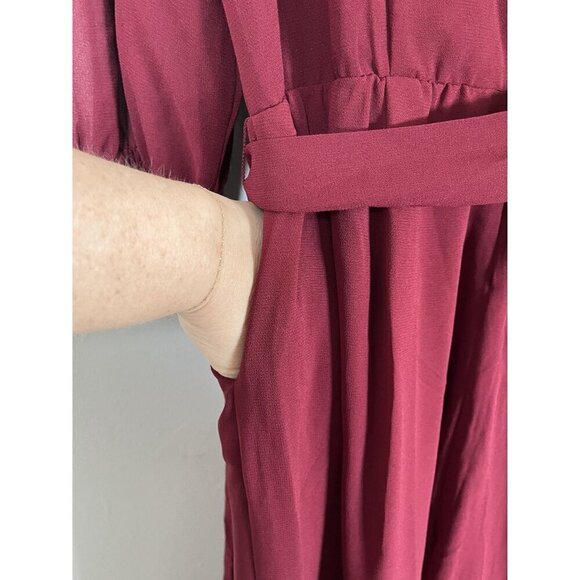 Lane Bryant Neutral Jumpsuit 14 Red Festive Holiday Workwear Wide Leg Classic - Picture 8 of 16